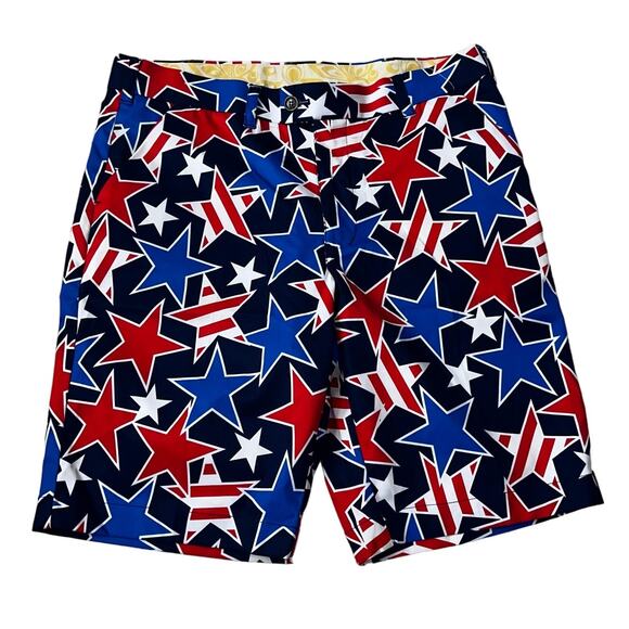 LoudMouth Men's MD Star Studded StretchTech  Patriotic USA Golf Shorts - Picture 1 of 5